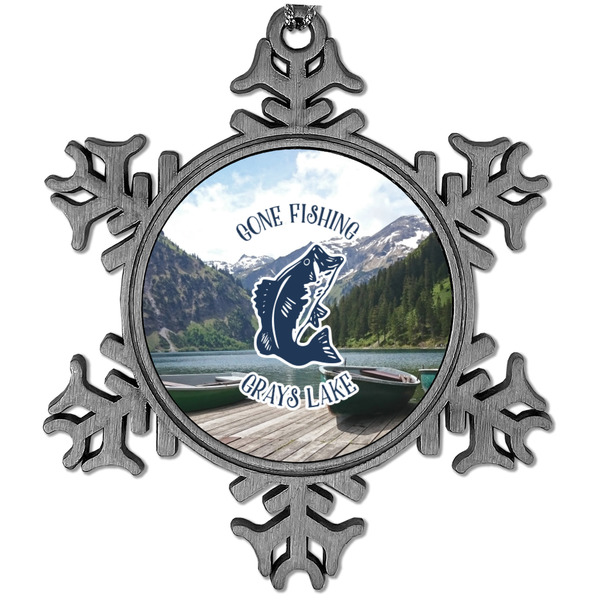 Custom Gone Fishing Vintage Snowflake Ornament (Personalized)