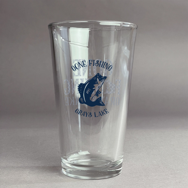 Custom Gone Fishing Pint Glass - Full Color Logo (Personalized)