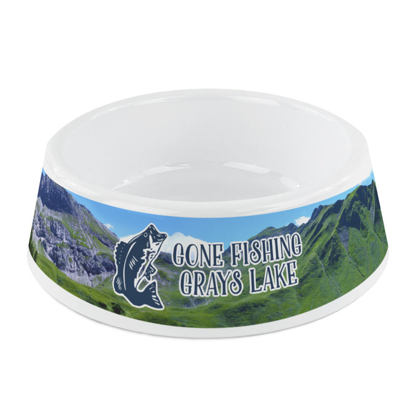 Custom Gone Fishing Plastic Dog Bowl - Small (Personalized)