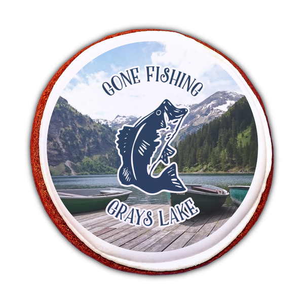 Gone Fishing Printed Icing Circle - Medium - On Cookie