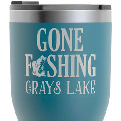 Gone Fishing RTIC Tumbler - Dark Teal - Laser Engraved - Double-Sided (Personalized)