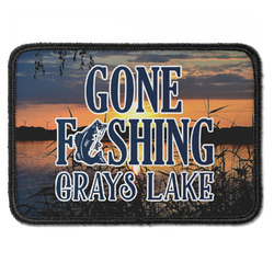Gone Fishing Iron On Rectangle Patch w/ Photo