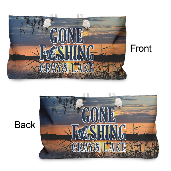 Gone Fishing Large Rope Tote - From & Back View