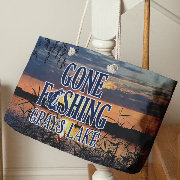 Gone Fishing Large Rope Tote - Life Style