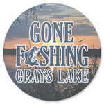 Gone Fishing Round Rubber Backed Coaster (Personalized)