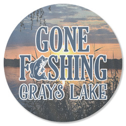 Gone Fishing Round Rubber Backed Coaster (Personalized)