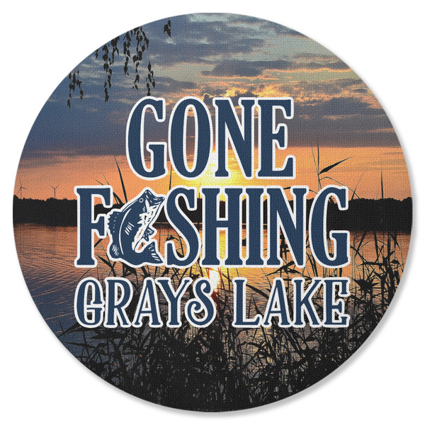 Custom Gone Fishing Round Rubber Backed Coaster (Personalized)
