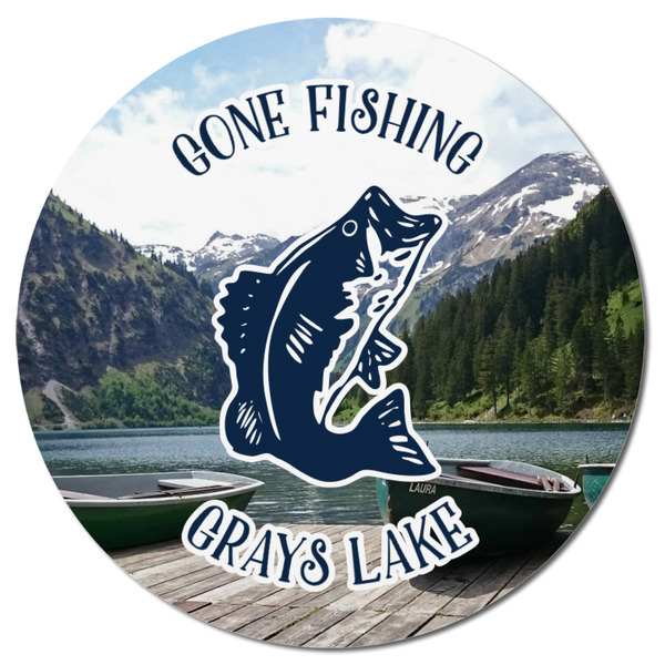 Gone Fishing Round Fridge Magnet - FRONT