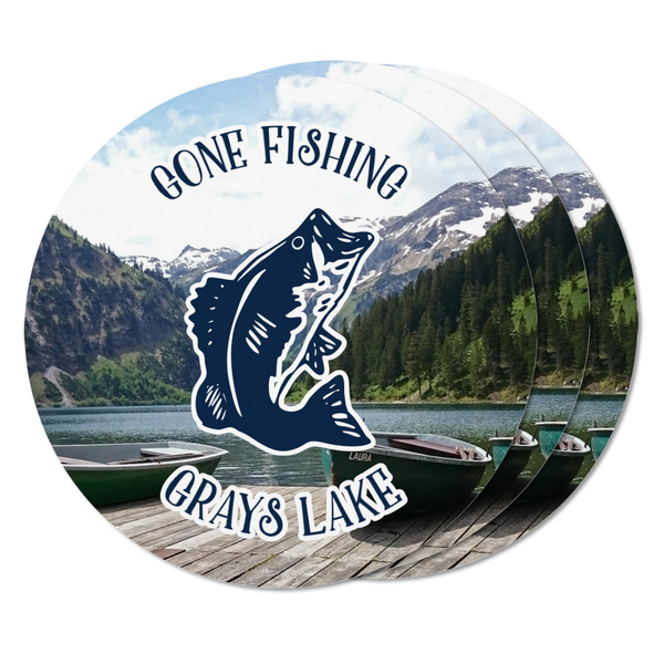 Gone Fishing Round Fridge Magnet - THREE