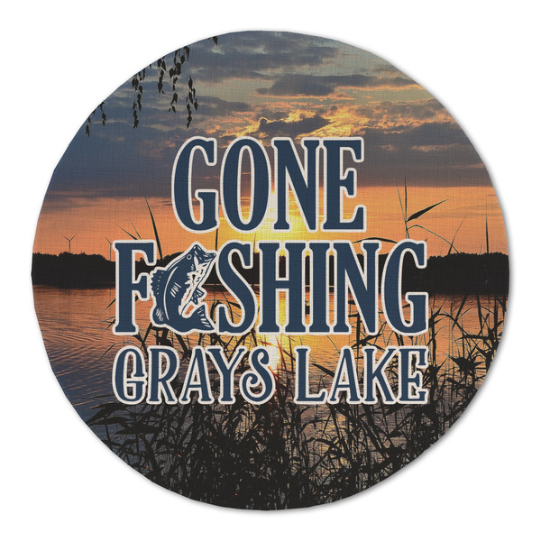 Custom Gone Fishing Round Linen Placemat - Single Sided (Personalized)