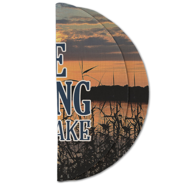 Gone Fishing Round Linen Placemats - HALF FOLDED (double sided)