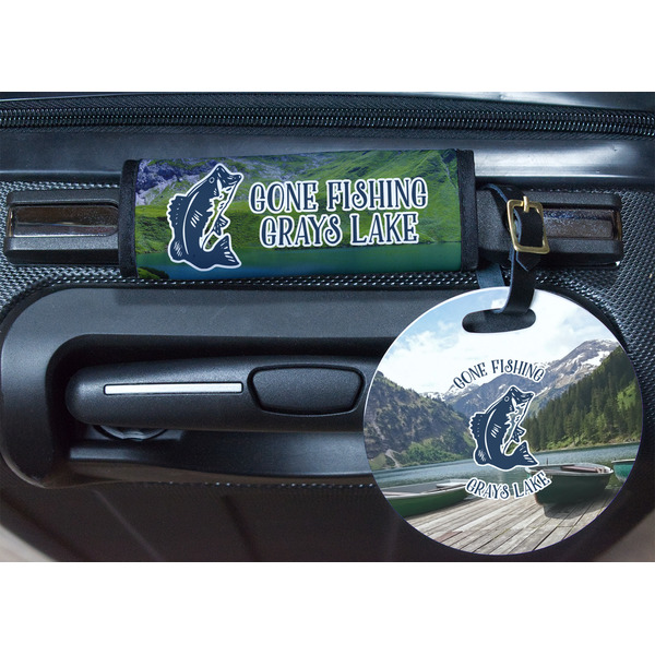 Gone Fishing Round Luggage Tag & Handle Wrap - In Context