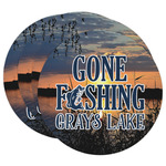 Gone Fishing Round Paper Coasters w/ Name or Text