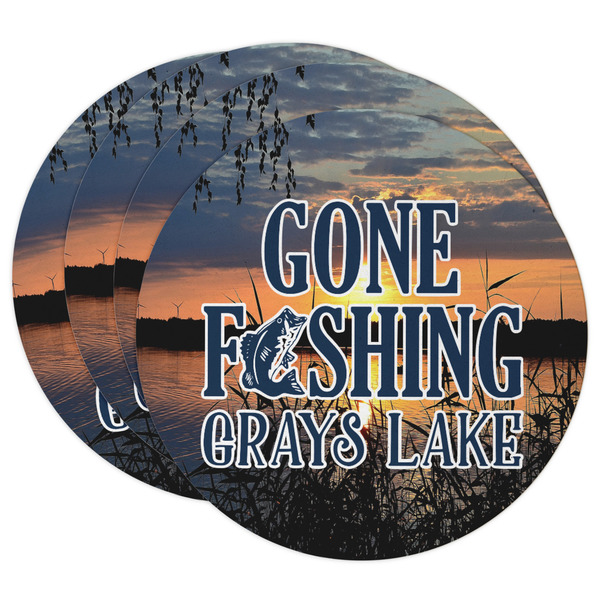 Custom Gone Fishing Round Paper Coasters w/ Name or Text