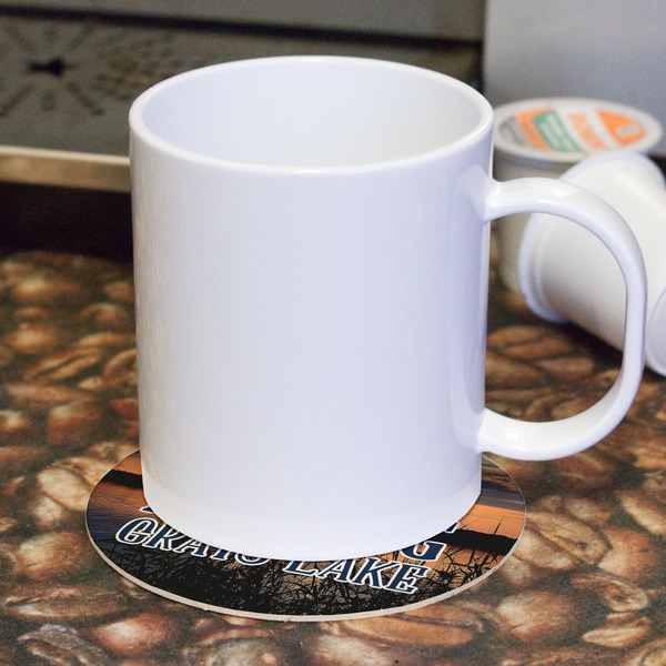 Gone Fishing Round Paper Coaster - With Mug