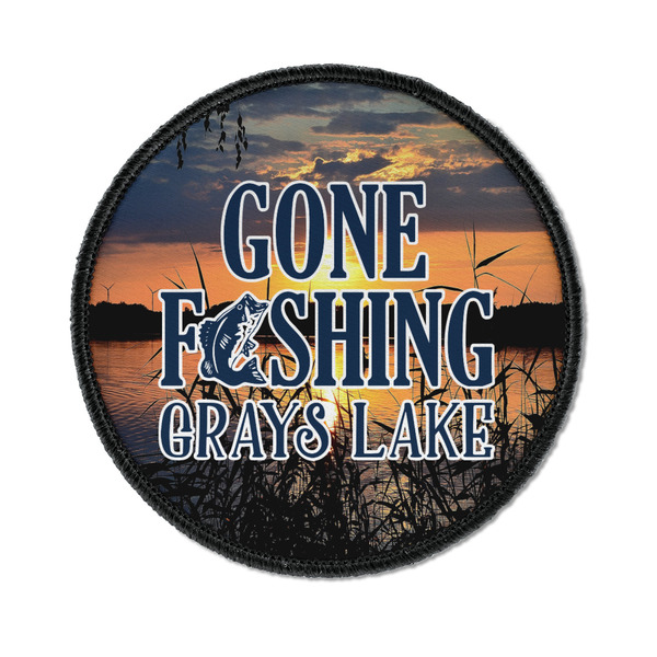 Custom Gone Fishing Iron On Round Patch w/ Photo