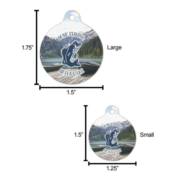 Gone Fishing Round Pet ID Tag - Large - Comparison Scale
