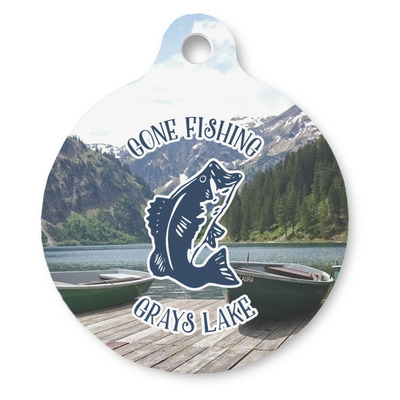 Gone Fishing Design Custom Round Pet ID Tag