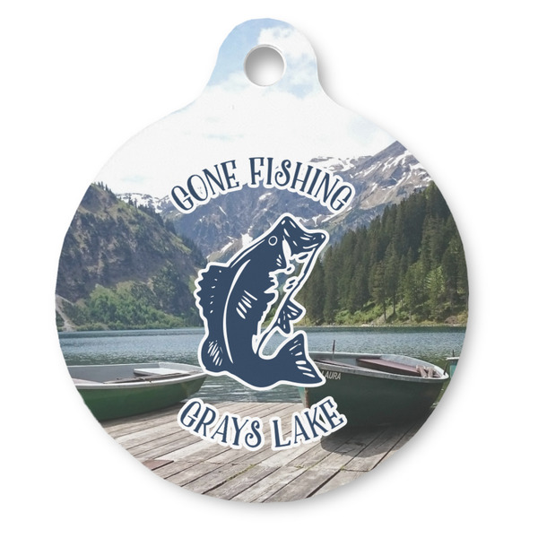 Custom Gone Fishing Round Pet ID Tag - Large (Personalized)