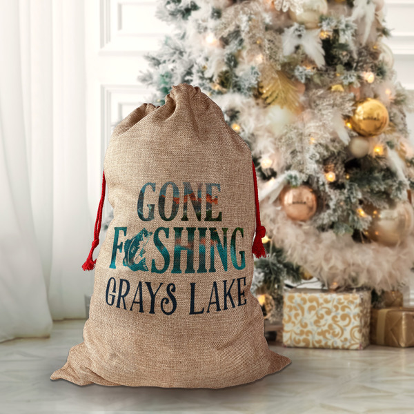 Gone Fishing Santa Bag - Front (stuffed)