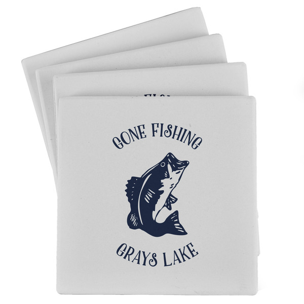 Custom Gone Fishing Absorbent Stone Coasters - Set of 4 (Personalized)