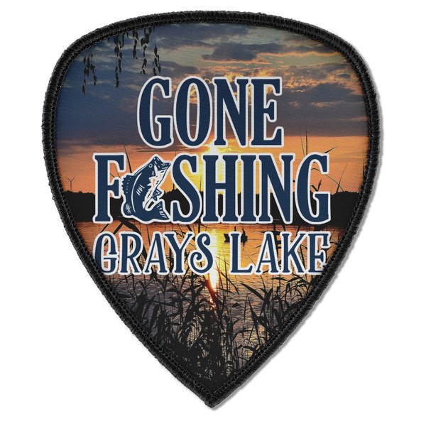 Custom Gone Fishing Iron on Shield Patch A w/ Photo