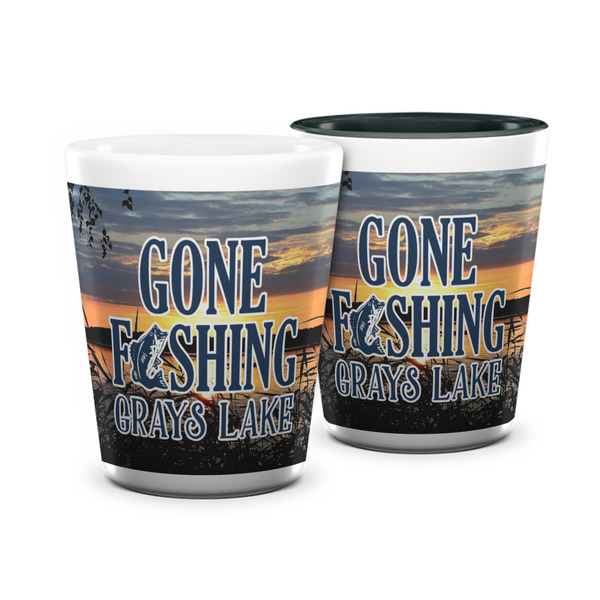 Custom Gone Fishing Ceramic Shot Glass - 1.5 oz (Personalized)