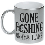 Gone Fishing Metallic Silver Mug (Personalized)