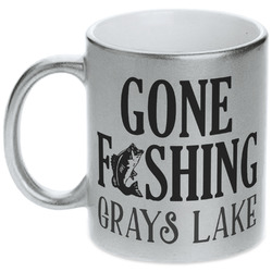 Gone Fishing Metallic Silver Mug (Personalized)