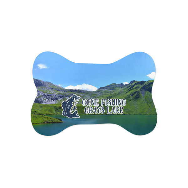 Custom Gone Fishing Bone Shaped Dog Food Mat (Small) (Personalized)