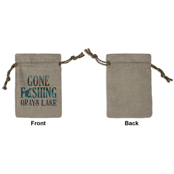 Gone Fishing Small Burlap Gift Bag - Front Approval