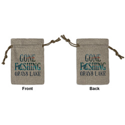 Gone Fishing Small Burlap Gift Bag - Front & Back (Personalized)