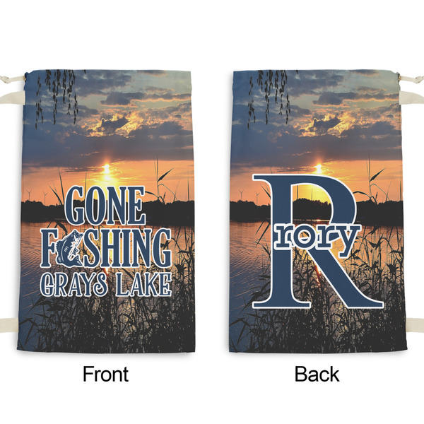 Gone Fishing Small Laundry Bag - Front & Back View