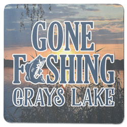 Gone Fishing Square Rubber Backed Coaster (Personalized)
