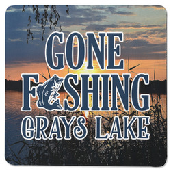 Gone Fishing Square Rubber Backed Coaster (Personalized)