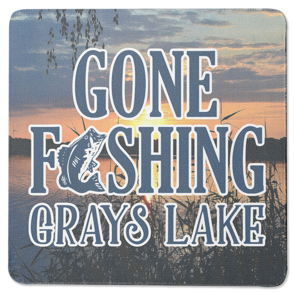 Custom Gone Fishing Square Rubber Backed Coaster (Personalized)