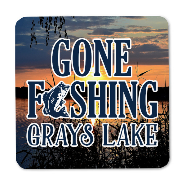 Gone Fishing Square Fridge Magnet - FRONT