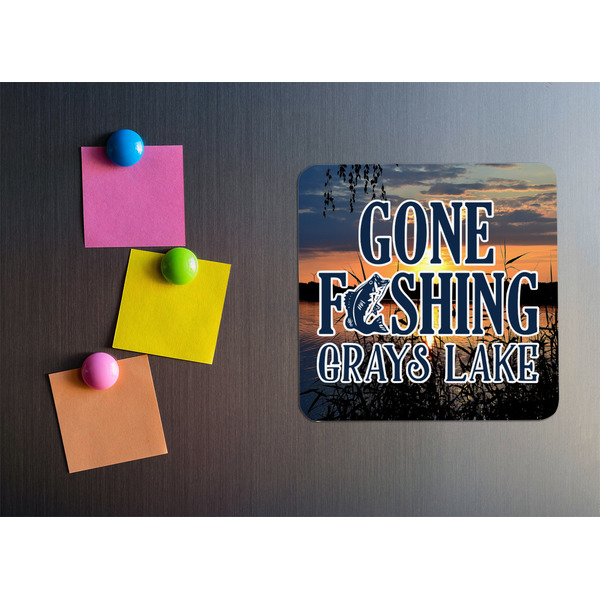 Gone Fishing Square Fridge Magnet - LIFESTYLE