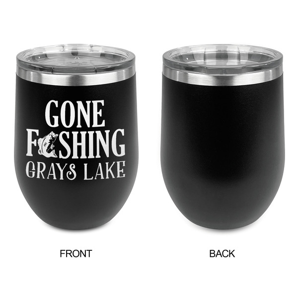 Gone Fishing Stainless Wine Tumblers - Black - Single Sided - Approval