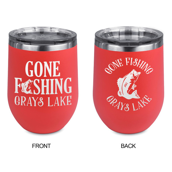 Gone Fishing Stainless Wine Tumblers - Coral - Double Sided - Approval