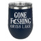 Gone Fishing Stainless Wine Tumblers - Navy - Double Sided - Front