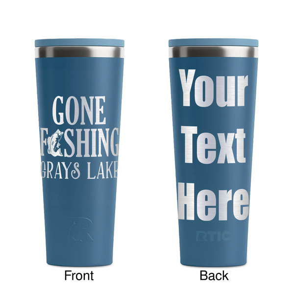 Gone Fishing Steel Blue RTIC Everyday Tumbler - 28 oz. - Front and Back
