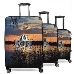 Gone Fishing 3 Piece Luggage Set - 20" Carry On, 24" Medium Checked, 28" Large Checked (Personalized)