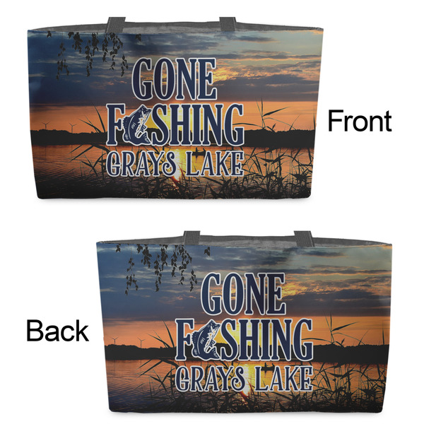 Gone Fishing Tote w/Black Handles - Front & Back Views