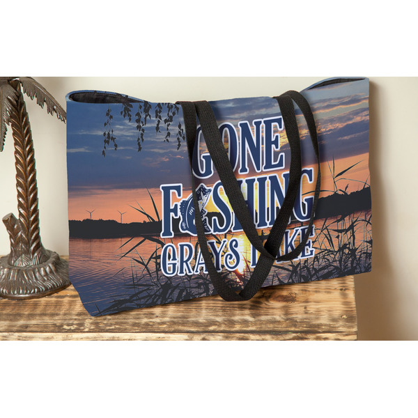 Gone Fishing Tote w/Black Handles - Lifestyle View