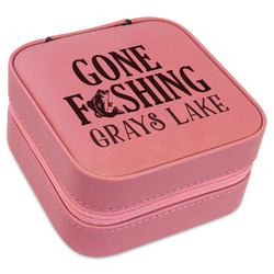Gone Fishing Travel Jewelry Boxes - Pink Leather (Personalized)
