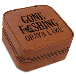Gone Fishing Travel Jewelry Box - Leather (Personalized)