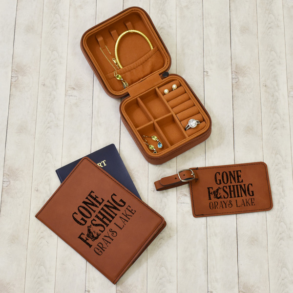 Gone Fishing Travel Jewelry Boxes - Leather - Rawhide - In Context