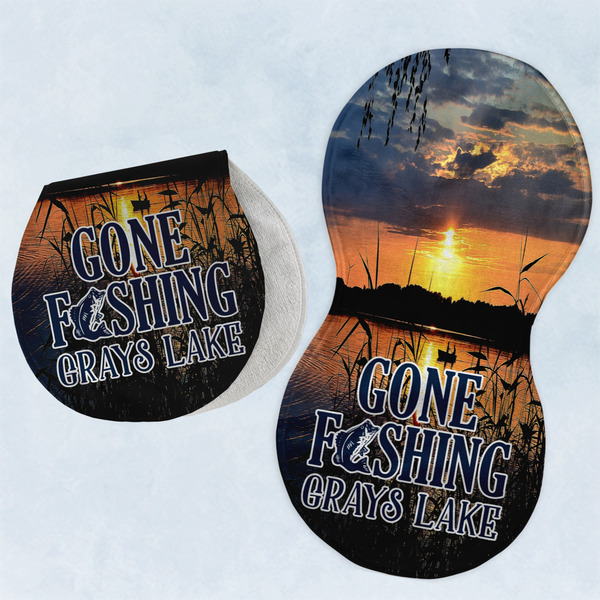 Custom Gone Fishing Burp Pads - Velour - Set of 2 w/ Name or Text