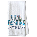 Gone Fishing Kitchen Towel - Waffle Weave - Partial Print (Personalized)